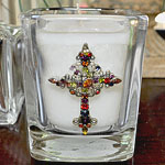 King's Garments Jeweled Cross Candle
