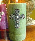 Silver Cross Candle Pin