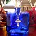 Blue Glass Beaded & Jeweled Cross Aroma Diffuser