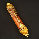 Goldtone Jeweled Mezuzah