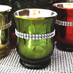 SALE 50% - Tall Green Glimmer Candle