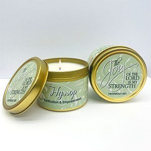 HYSSOP SCRIPTURE GOLD TIN - "THE JOY OF THE LORD"