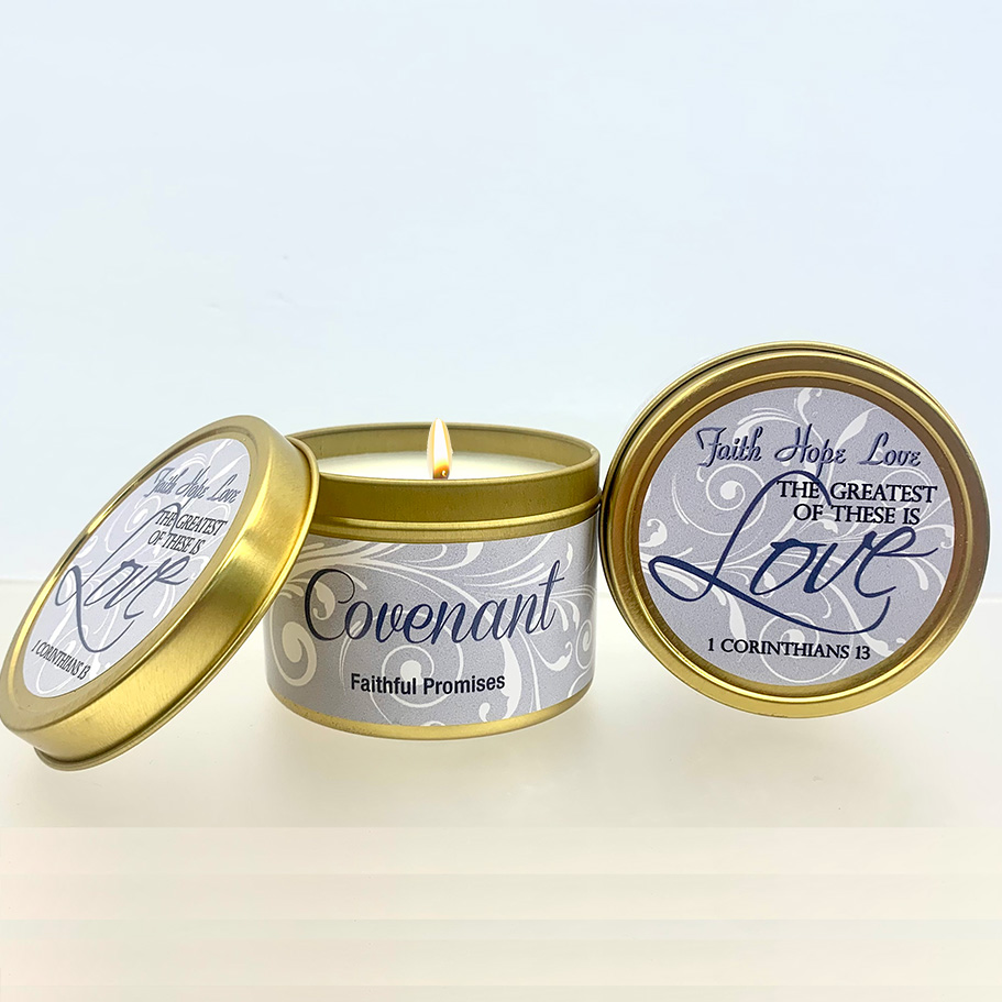 COVENANT SCRIPTURE GOLD TIN - "THE GREATEST OF THESE IS LOVE"
