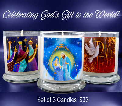 GOD'S GIFT TO US HOLIDAY CANDLE TRIO - GLASS