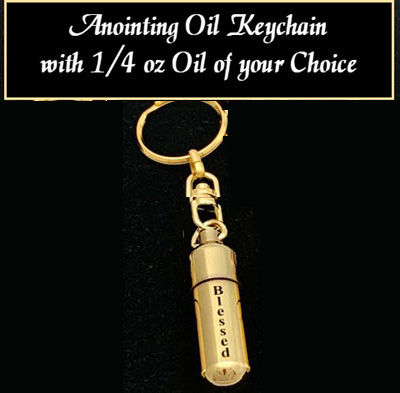 BLESSED - 1 - Gold-tone keychain oil holder with 1/4 oz Anointing Oil-SAVE $2