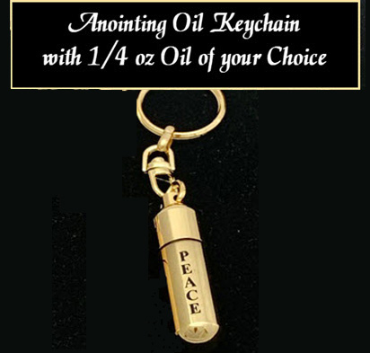 PEACE - Gold-tone keychain oil holder with 1/4 oz Anointing Oil-SAVE $2
