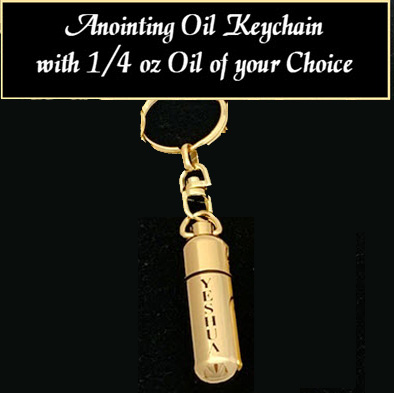 YESHUA - Gold-tone keychain oil holder with 1/4 oz Anointing Oil-SAVE $2
