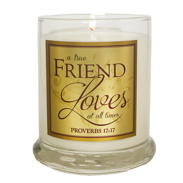 "FRIEND LOVES" COVENANT GLASS  CANDLE