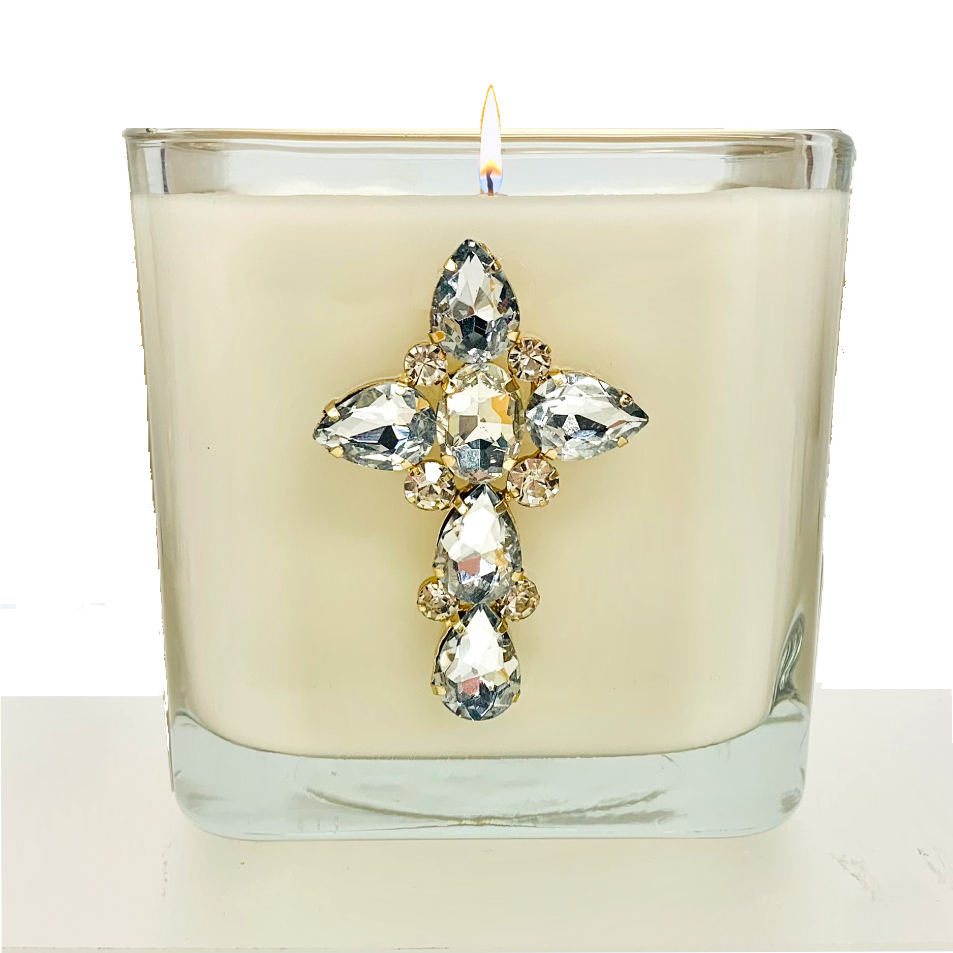 CASSIA CRYSTAL JEWELED CROSS CANDLE