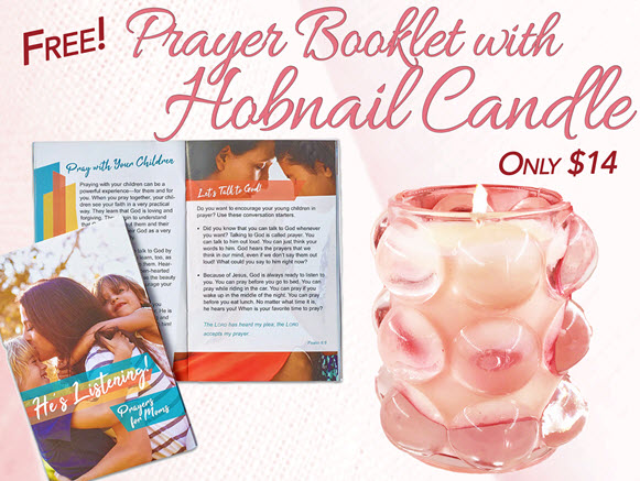 2 LEFT! FREE PRAYER BOOKLET WITH HOBNAIL CANDLE - ORCHID MUSK (Reg. 19)
