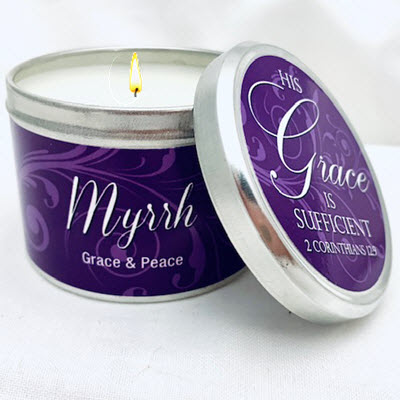 MYRRH SCRIPTURE TIN - "HIS GRACE IS SUFFICIENT"
