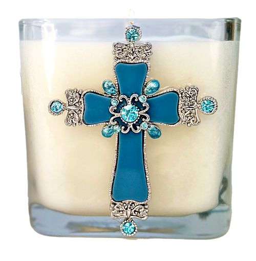 KING'S GARMENTS JEWELED CROSS CANDLE
