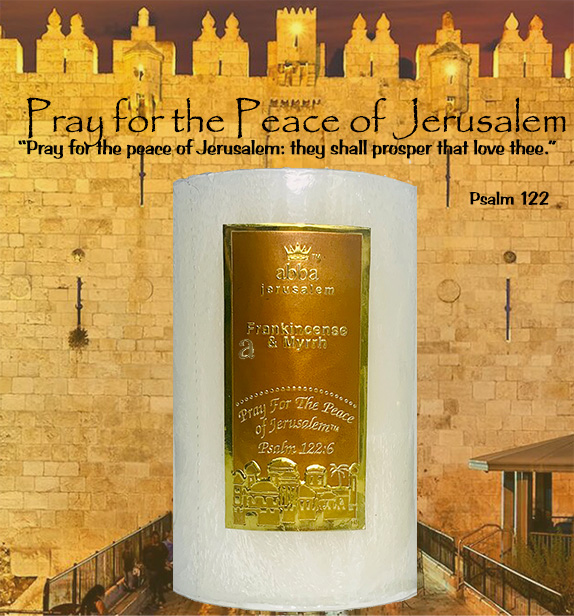 "PRAY FOR THE PEACE OF JERUSALEM" PILLAR CANDLE