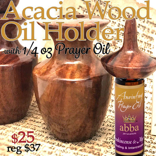 ACACIA WOOD OIL HOLDER W/ 1/4 oz ANOINTING OIL (Reg. $35)