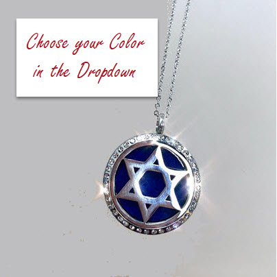 AROMA PENDANT - JEWELED OPEN STAR OF DAVID STAINLESS