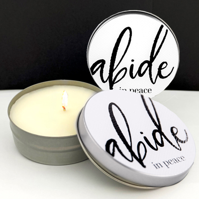 40% OFF! ABIDE IN PEACE - POMEGRANATE/PLUM TIN CANDLE