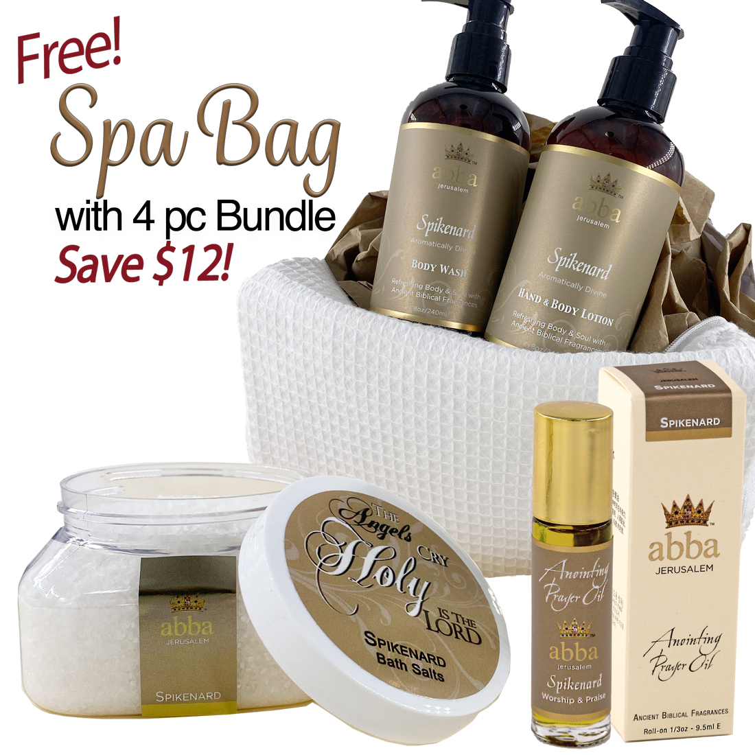 SPIKENARD 4 PC BUNDLE w/FREE TRAVEL BAG - SAVINGS OF $12!