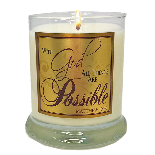 "ALL THINGS ARE POSSIBLE" GLASS CANDLE - CASSIA