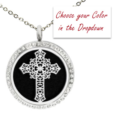 DIFFUSER PENDANT - JEWELED FILIGREE CROSS