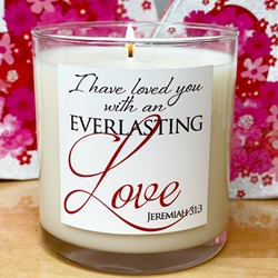 "EVERLASTING LOVE" GLASS CANDLE - POMEGRANATE/PLUM
