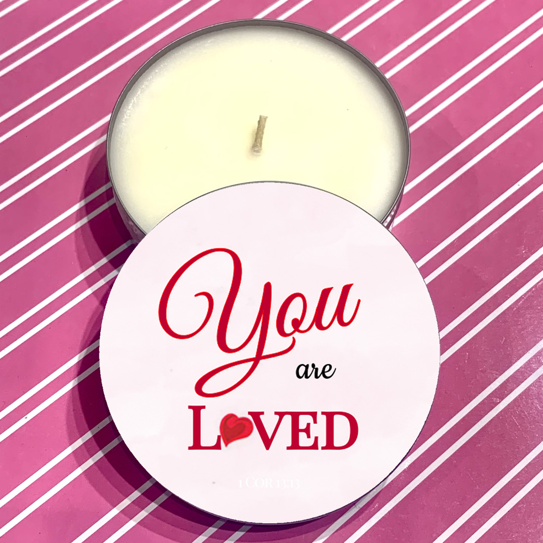"YOU ARE LOVED" - POMEGRANATE CANDLE TIN