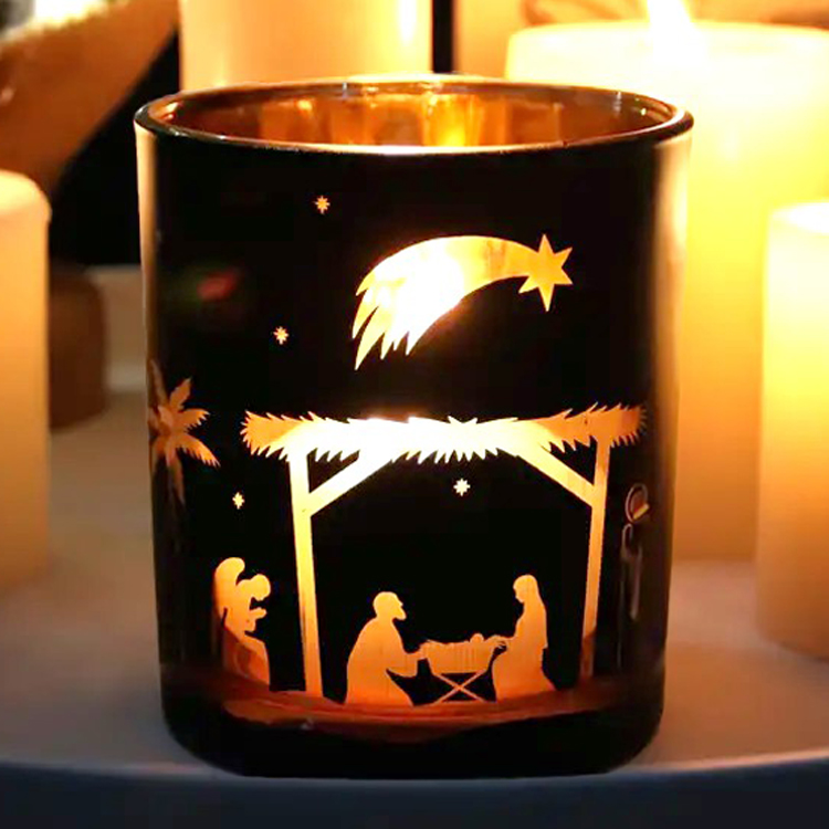 NATIVITY BLACK/GOLD LUMINESCENT CANDLE - ONLY 4 LEFT!