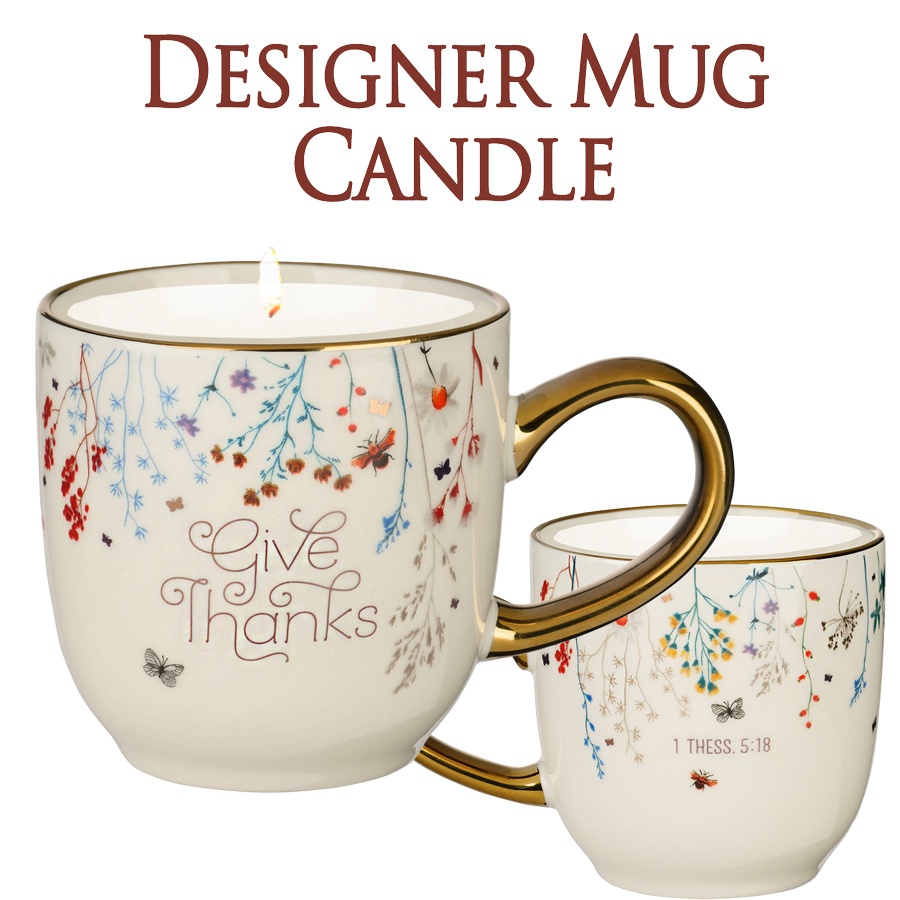 "GIVE THANKS" MUG CANDLE -FIG ALMOND