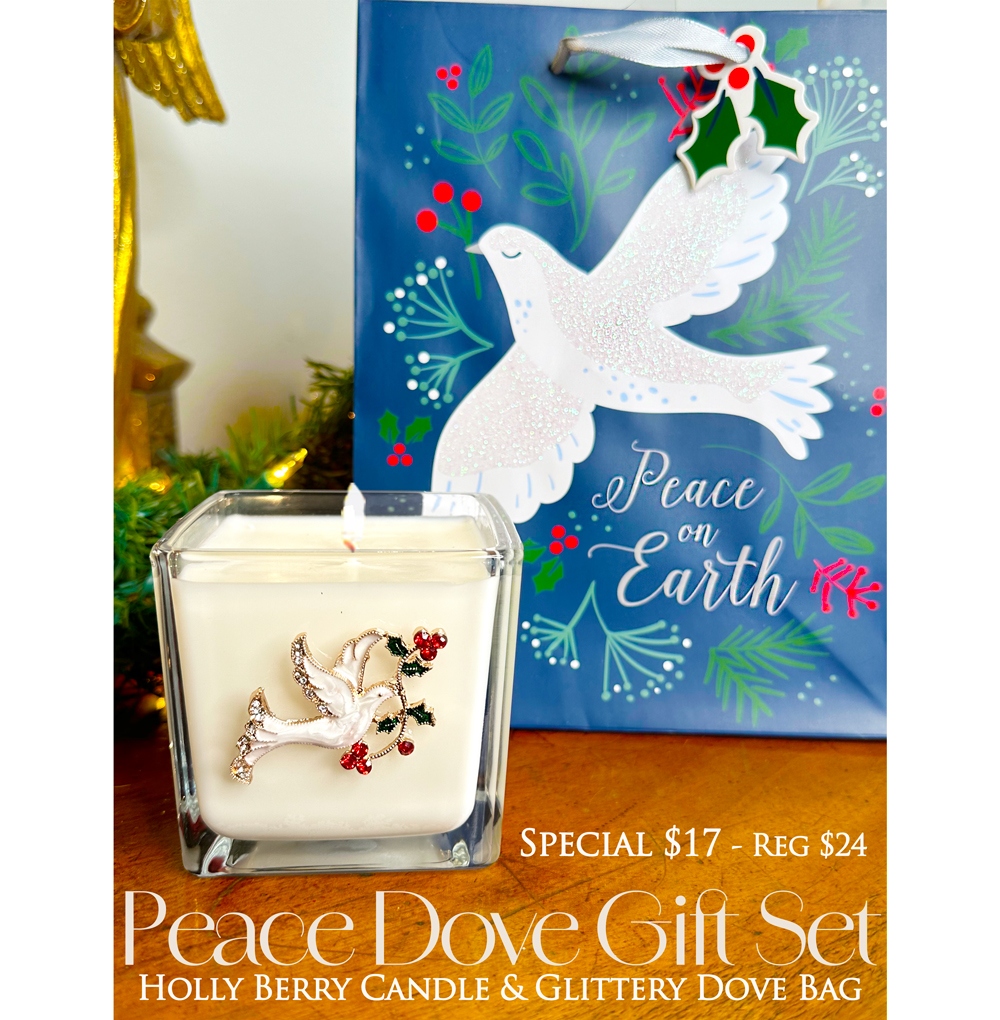 PEACE DOVE GIFT SET IN HOLLY BERRY