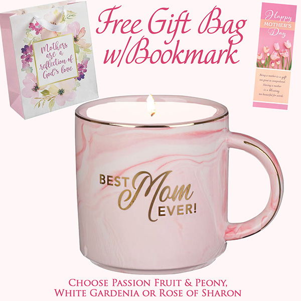 FREE GIFT BAG W/ BOOKMARK "BEST MOM" MUG CANDLE