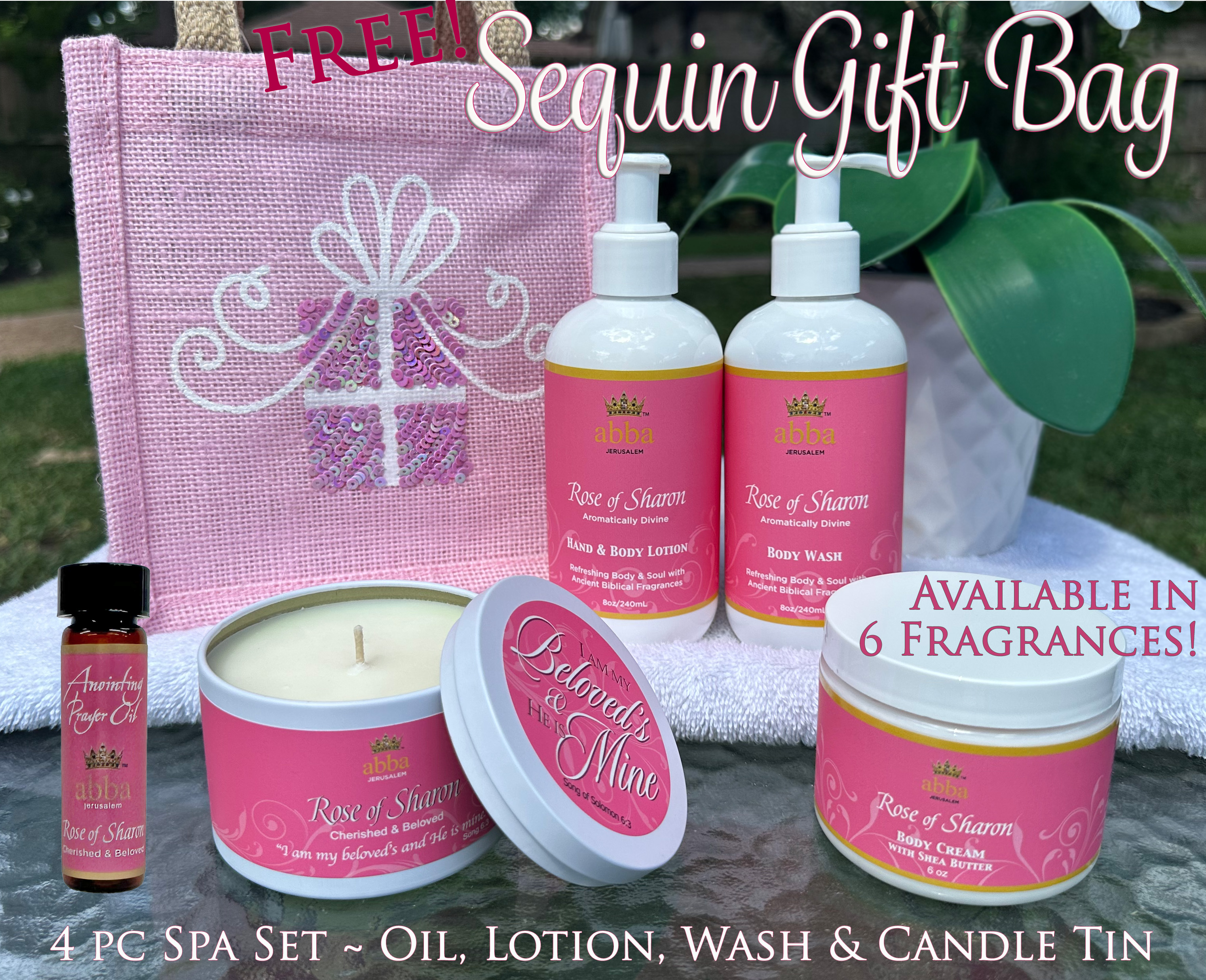 FREE GLITZY TOTE BAG WITH 4 PC SPA BUNDLE-SAVE $15!