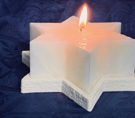 STAR OF DAVID CANDLE WITH BASE
