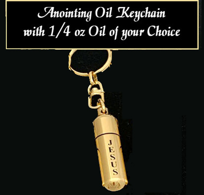 JESUS - Gold-tone keychain oil holder with 1/4 oz Anointing Oil-SAVE $2
