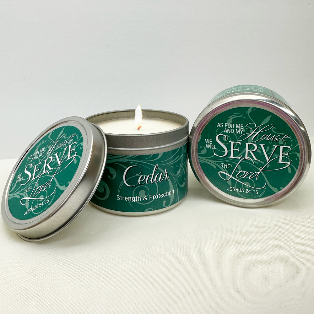 CEDAR SCRIPTURE TIN - "AS FOR ME AND MY HOUSE"