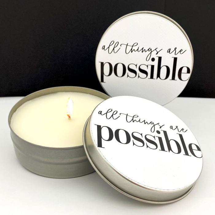 ALL THINGS ARE POSSIBLE / ORCHID MUSK - TIN CANDLE