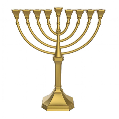 Hanukkiah - 9-Branch Satin Gold Classic Menorah