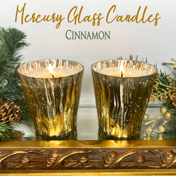 GOLD FLUTED MERCURY HOLIDAY GLASS CANDLE -