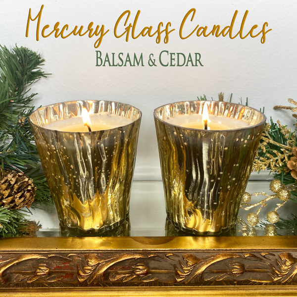 GOLD FLUTED MERCURY HOLIDAY GLASS CANDLE -