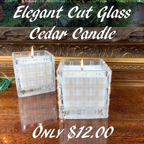 20% OFF! CUT CRYSTAL CANDLE - BALSAM & CEDAR