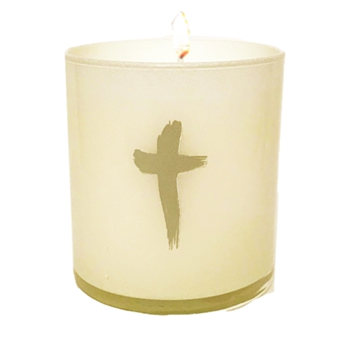 POMEGRANATE/PLUM GOLD CROSS CANDLE