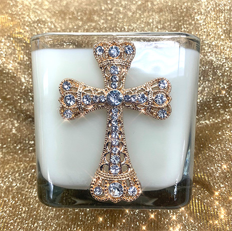 FRANKINCENSE & MYRRH GOLD CROSS CANDLE