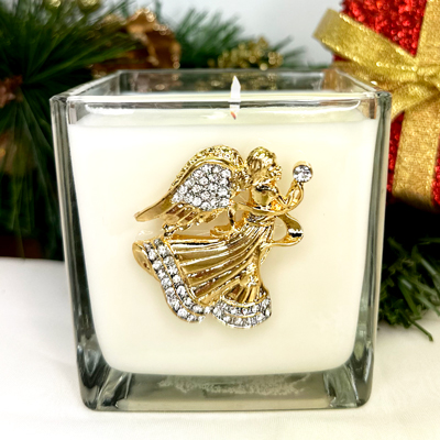 "LIGHT ANGEL" JEWELED CANDLE - HOLLY BERRY