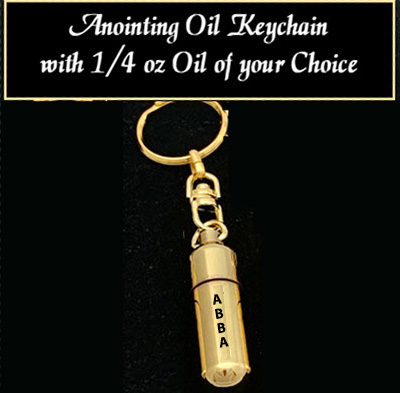 ABBA - 1 - Gold-tone keychain oil holder with 1/4 oz Anointing Oil-SAVE $2