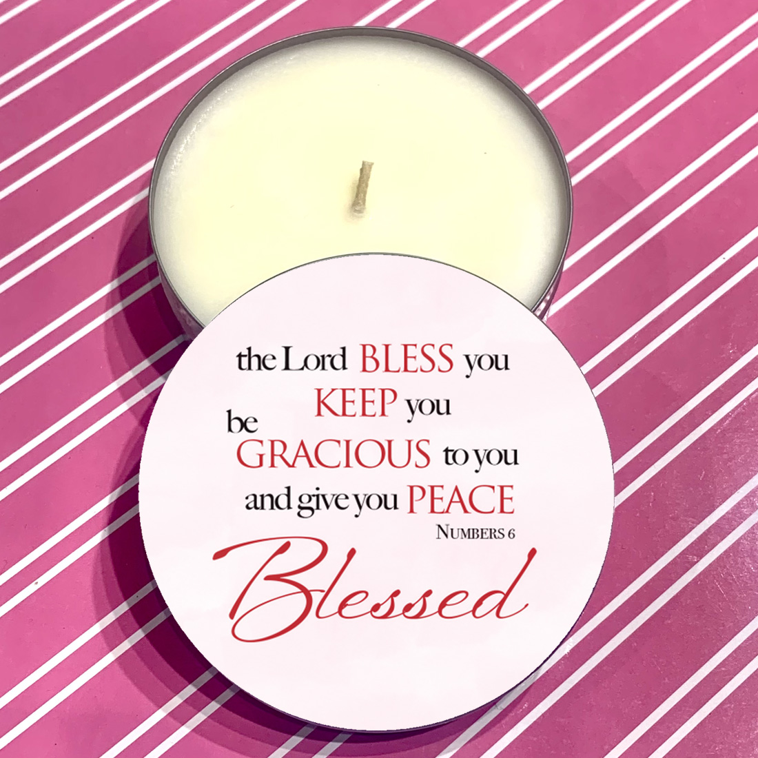 "BLESSED" - POMEGRANATE CANDLE TIN