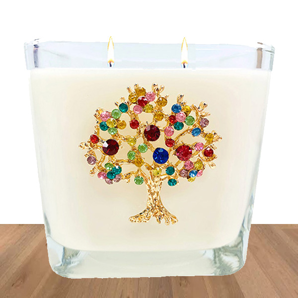CEDAR TREE OF LIFE LARGE GLASS CANDLE