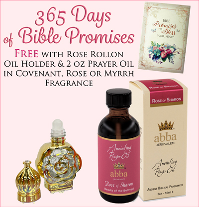 FREE "BIBLE PROMISES" DEVOTIONAL W/ ROSE ROLL-ON OIL HOLDER & 2 OZ OIL