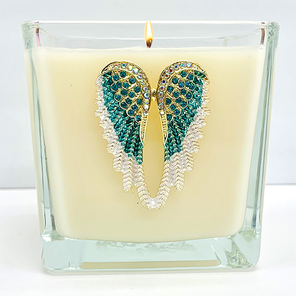 JEWELED ANGEL WINGS CANDLE - COVENANT