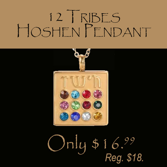 1 FOR $16.99 - GOLDTONE "HOSHEN - 12 TRIBES" STAINLESS PENDANT