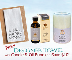 FREE HAPPY HOME TOWEL - COVENANT OIL - 2 oz & PILLAR CANDLE