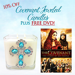 FREE DVD - COVENANT JEWELED BLUE CROSS CANDLE