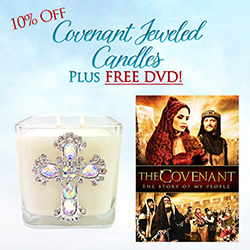 FREE DVD - COVENANT JEWELED IRRIDESCENT CROSS CANDLE